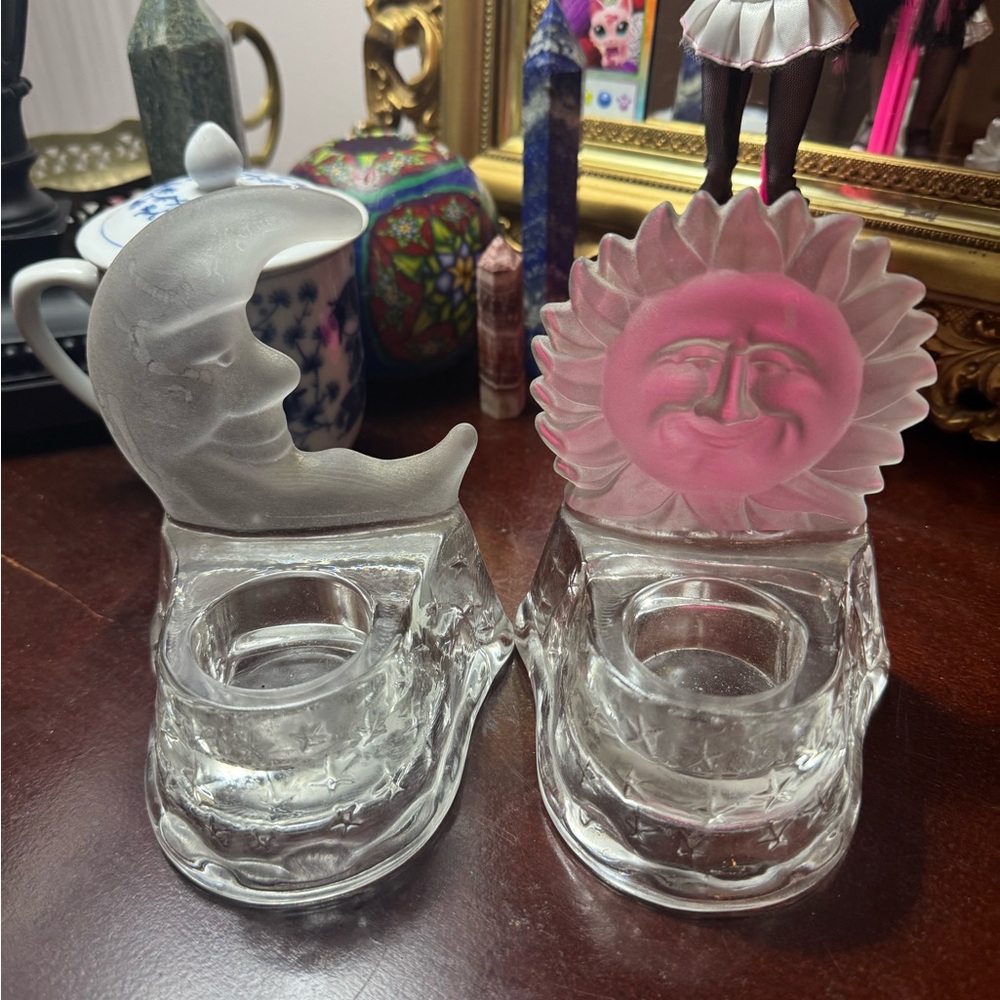 Vintage Partylite Celestial Sun Moon Candle Holders 90’s